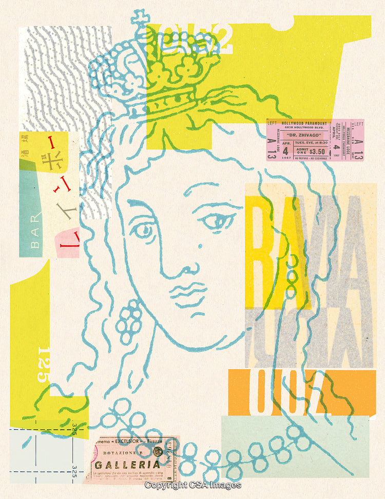 Colorful Collage With Artistic Portrait and Graphic Design Elements