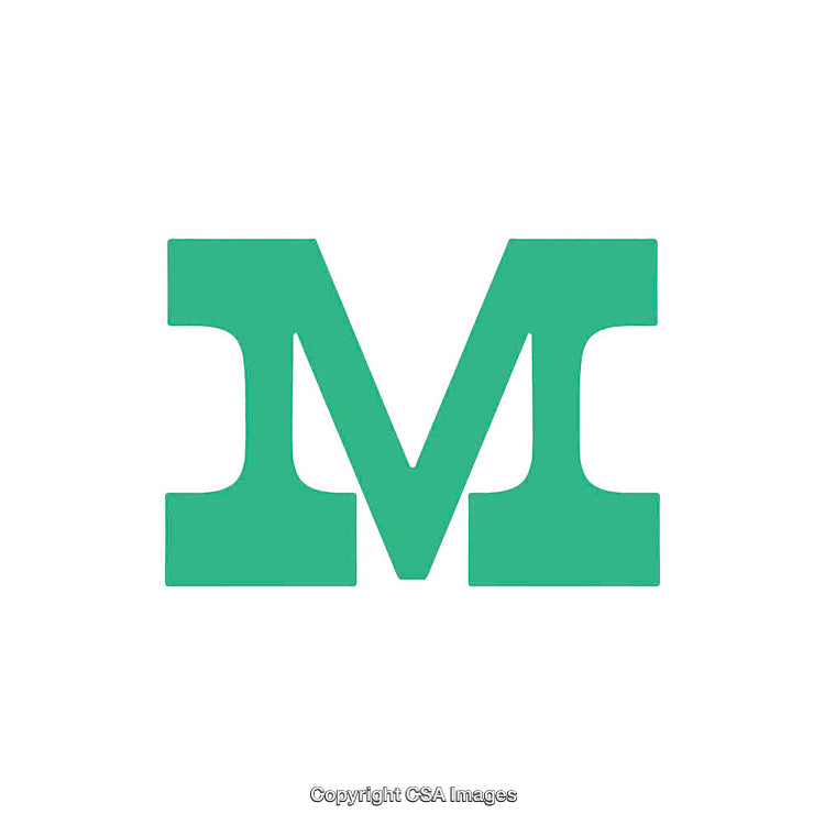 Green Bold Letter M on a White Background