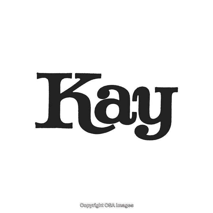 Bold Black Stylized Text Logo Featuring the Name 'Kay' on White Backdrop
