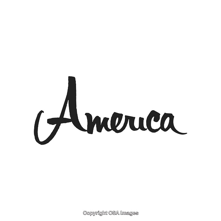 Artistic Hand-Lettered Typography Design Highlighting the Word "America" in Black Calligraphy