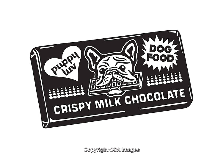 Retro Style Black-and-White Line Art of Crispy Chocolate Wrapper
