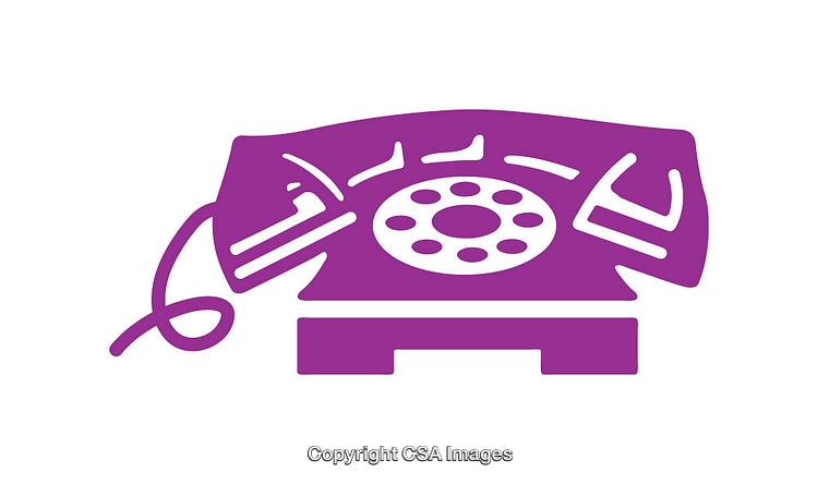 Purple Retro Telephone Icon Isolated on White Background