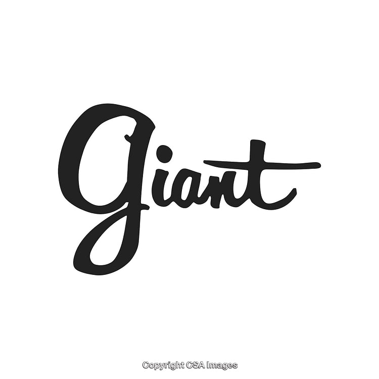 Handwritten Modern Script Text of Word Giant on White Background