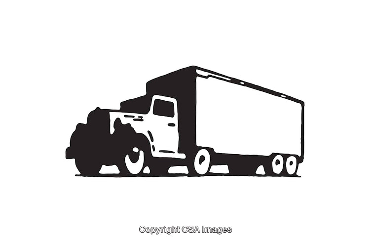 Black and White Vector Illustration of a Freight Truck