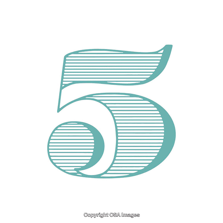 Decorative Number Five in Artistic Calligraphy With Elegant Striped Texture
