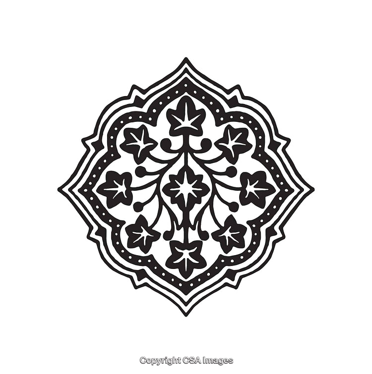 Intricate Black and White Floral Mandala and Decorative Abstract Design