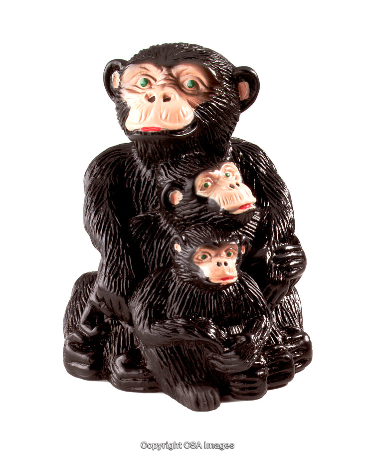 Black Monkey Toy Family Figures Displaying Bonding and Love