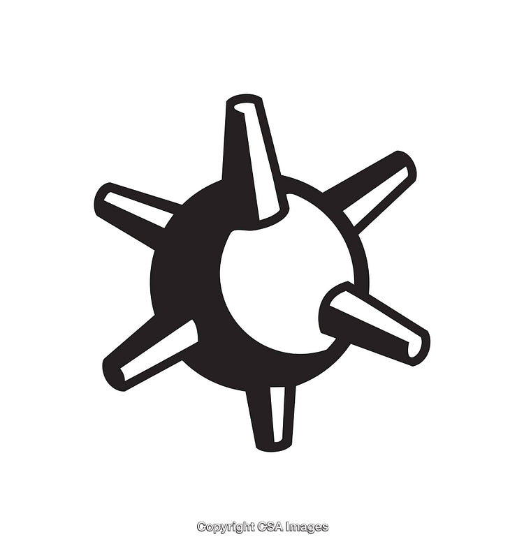 Black and White Line Art of a Naval Mine Shape
