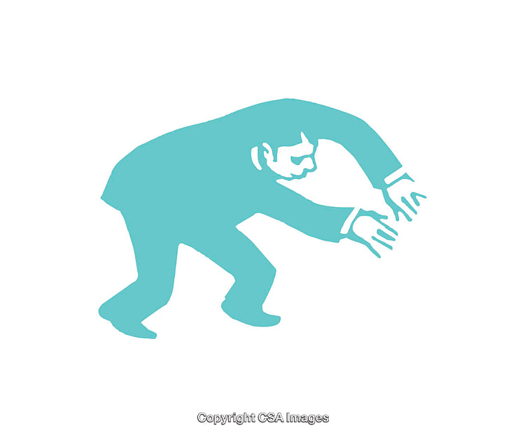 Simple Icon of a Man Reaching Gesture in Blue