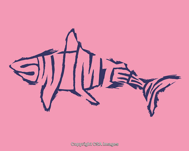 Illustration of Shark Silhouette With Creative Swim Team Typography Design