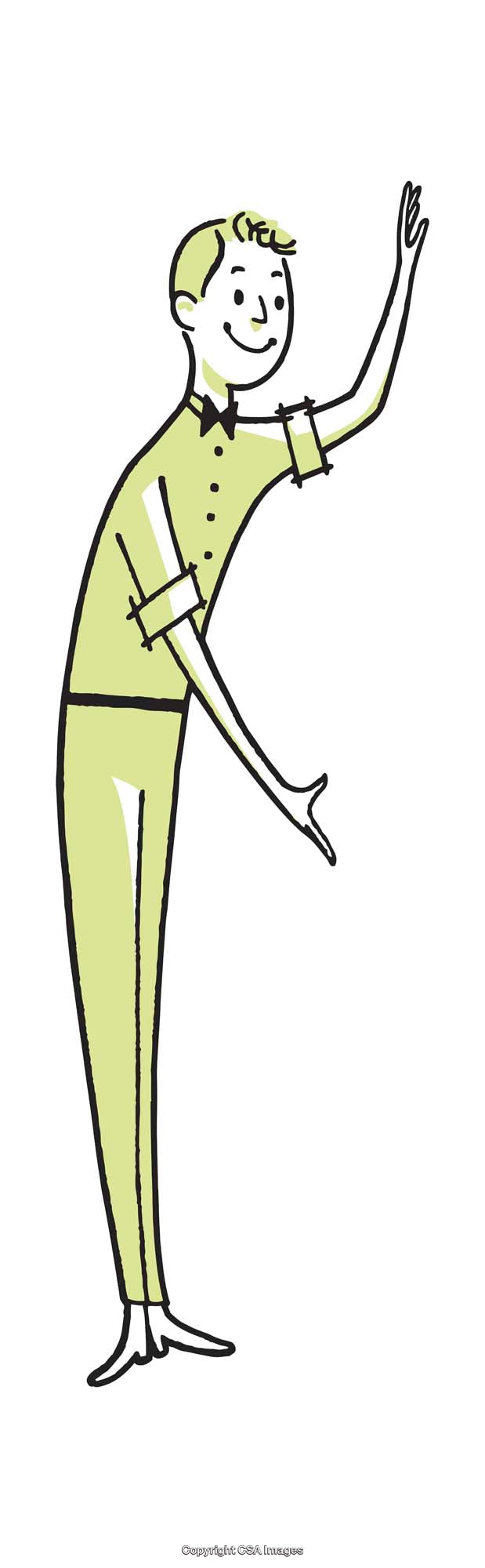 Colorful Illustration of a Person Gesturing Cheerfully with Open Arms