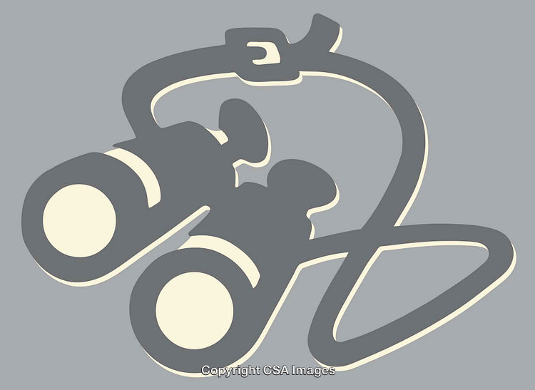 Minimalistic Line Art Illustration of Binoculars with Subtle Contrasting Colors