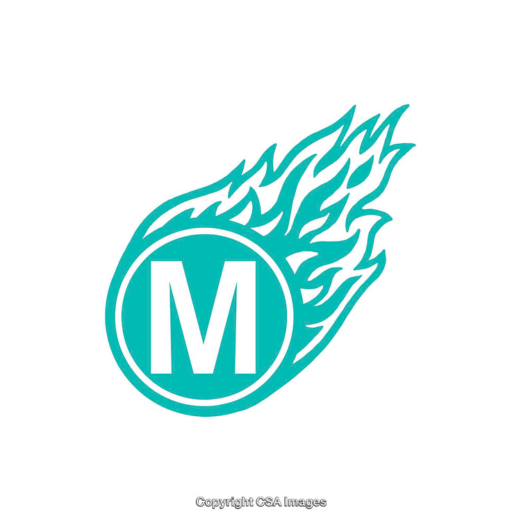 Stylized Flaming Letter Icon with Turquoise Design and Bold White Accent
