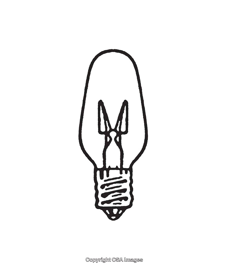 Black And White Line Art Illustration of a Light Bulb Icon