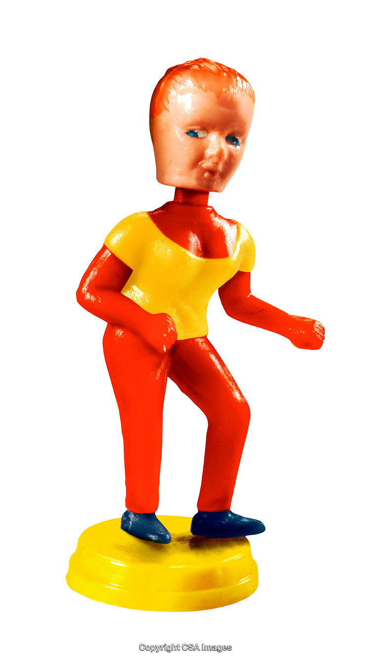 Vintage Plastic Toy Figure in Bright Retro Style Design