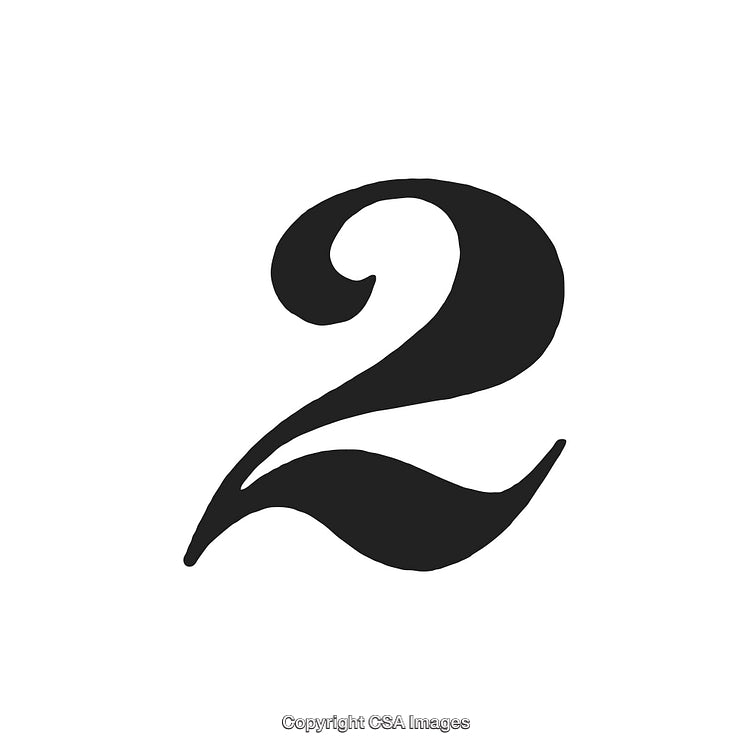 Artistic Number Two Design with Elegant Details on a White Background