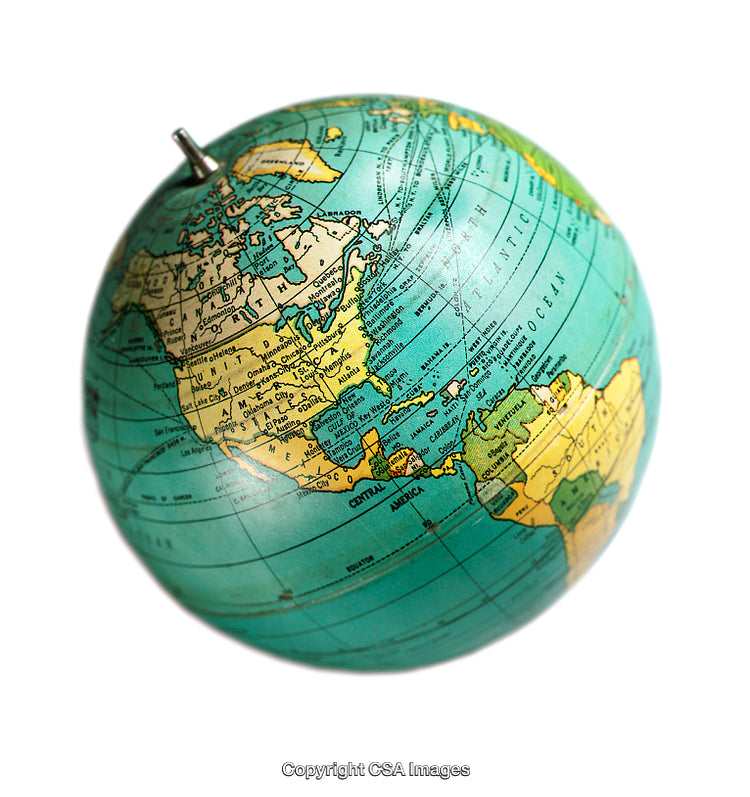Colorful Globe Featuring Detailed Earth Map Representations of Continents