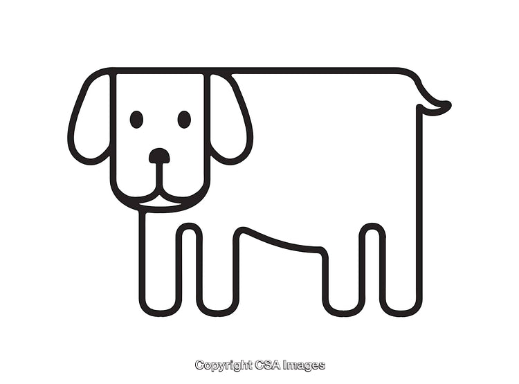 Black and White Line Art Illustration of a Minimalist Dog Design