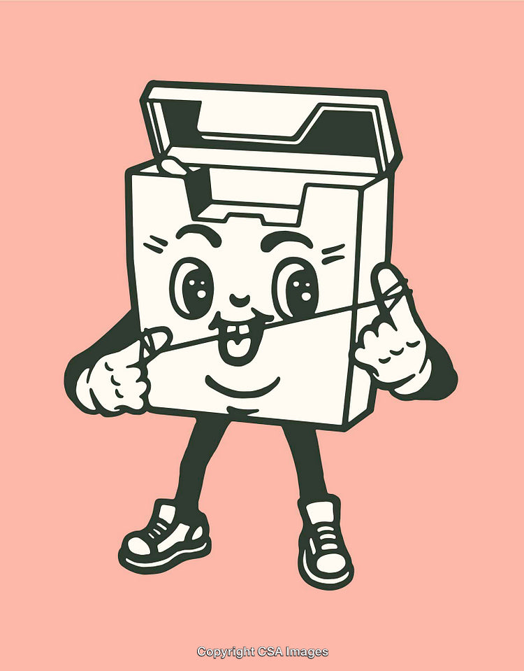Cute Cartoon Box Character Illustration with Shoes and Cheery Expression