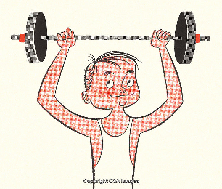 Illustrated Boy Lifting Weights With Confidence and Strength