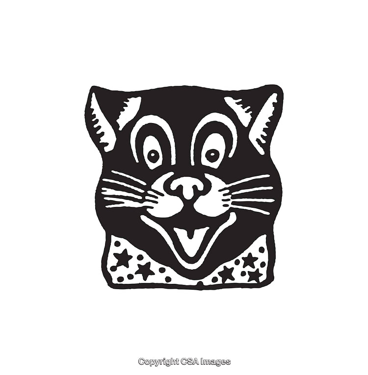 Whimsical Black And White Cat Illustration With Cheerful Expression