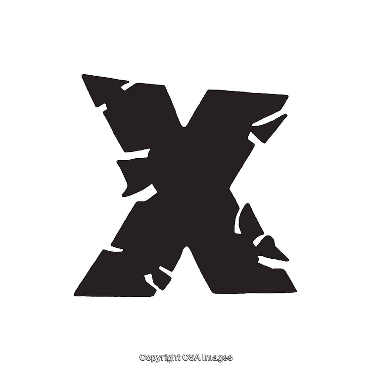 Bold Stylized Letter X Design with Distressed Textured Effect