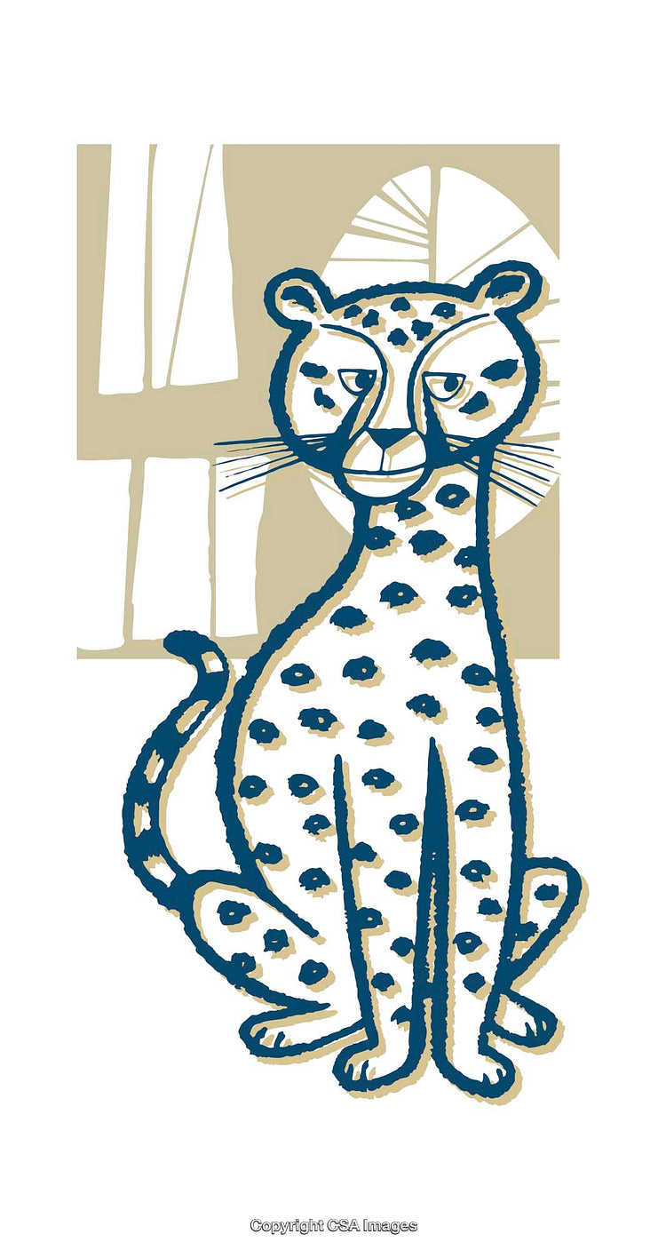 Illustrated Leopard in a Minimalist Artistic Style With Unique Color Palette