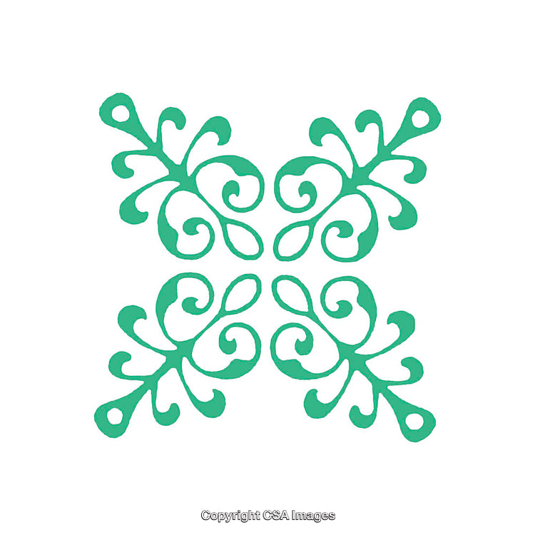 Green Floral Abstract Pattern on White Background, Swirl Designs