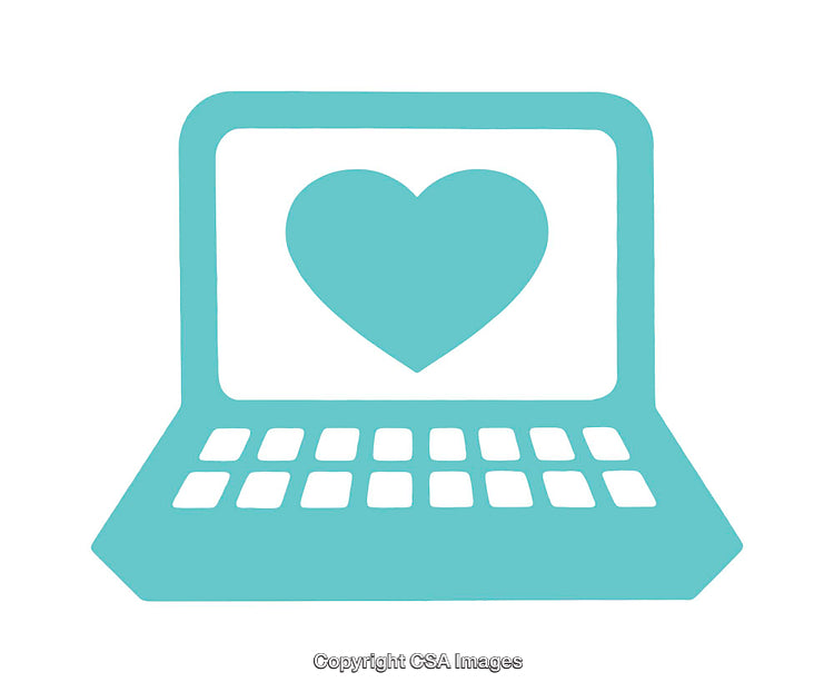 Digital Illustration of a Heart on a Laptop Screen Symbol