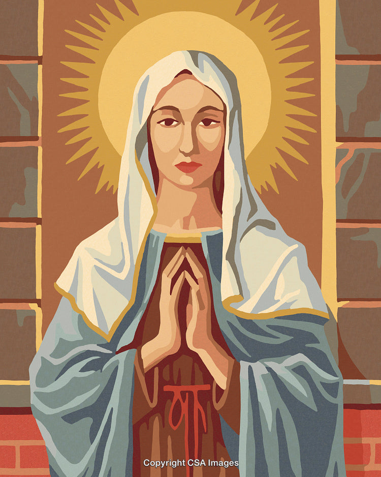 Illustration of a Holy Figure in Painted Number Art Style