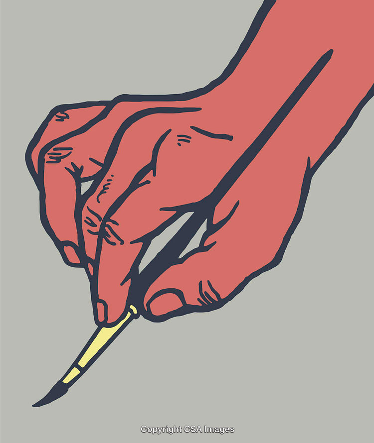 Colorful Line Art Illustrating a Hand Holding a Paintbrush