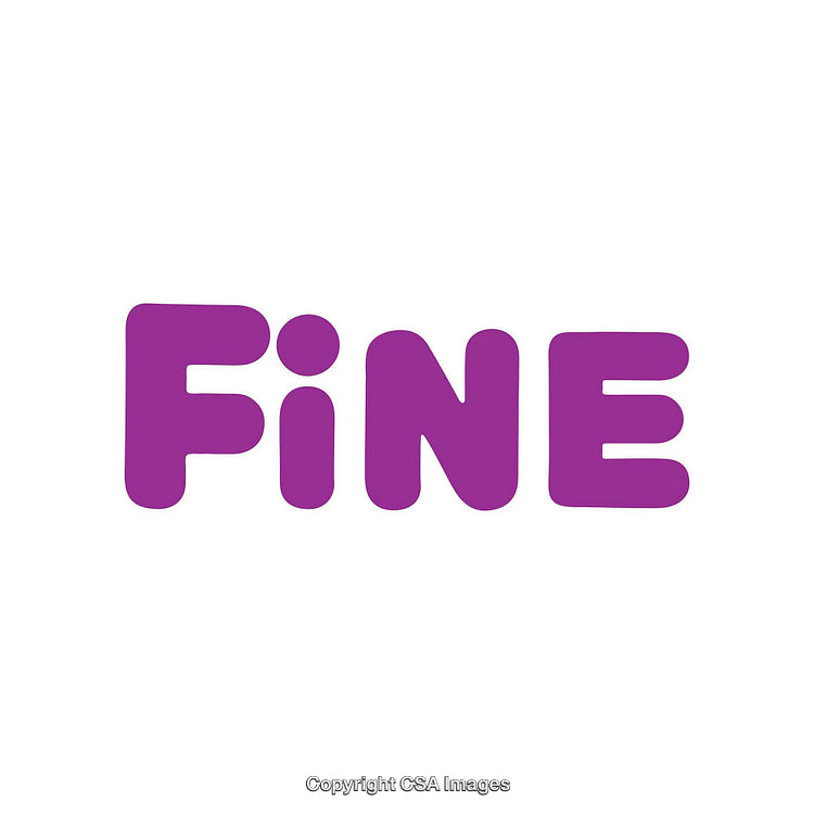 Single Word 'Fine' in Purple Text on White Background