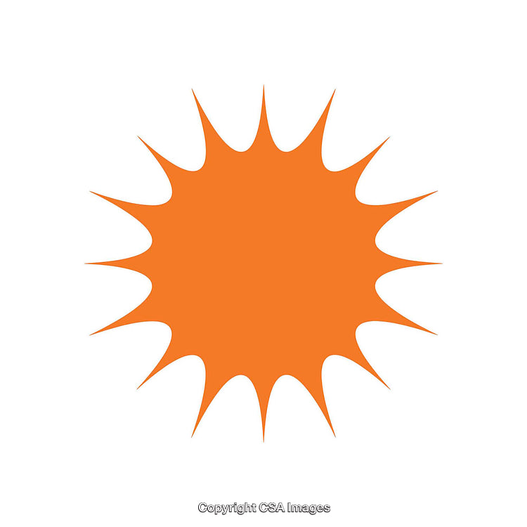 Bright Orange Sunburst Shape on a Clean White Background