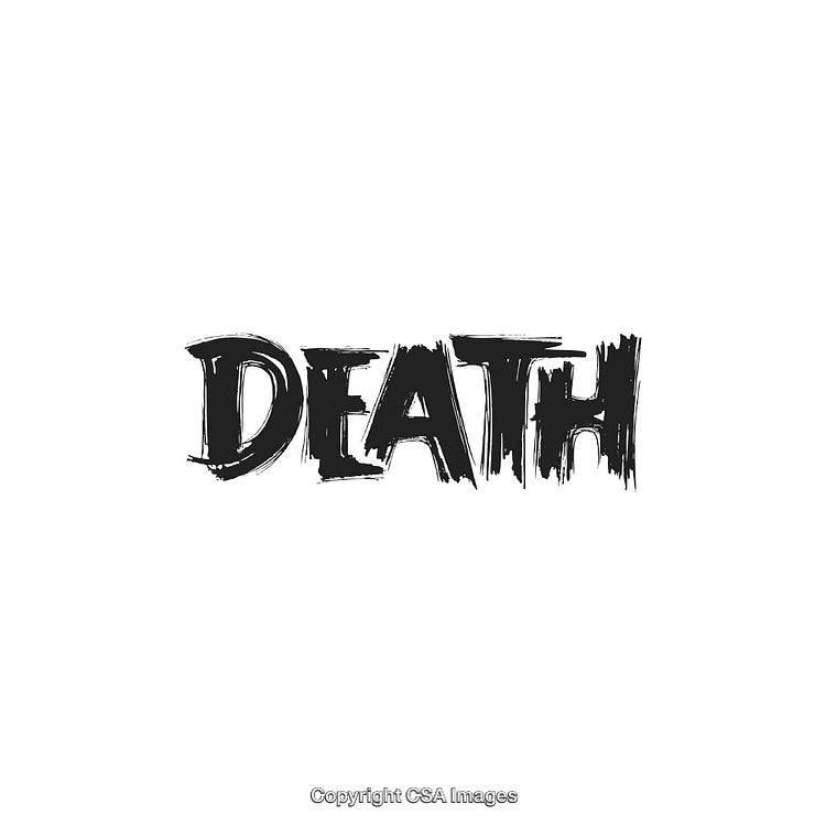 Bold Black Lettering of 'Death' on White Background