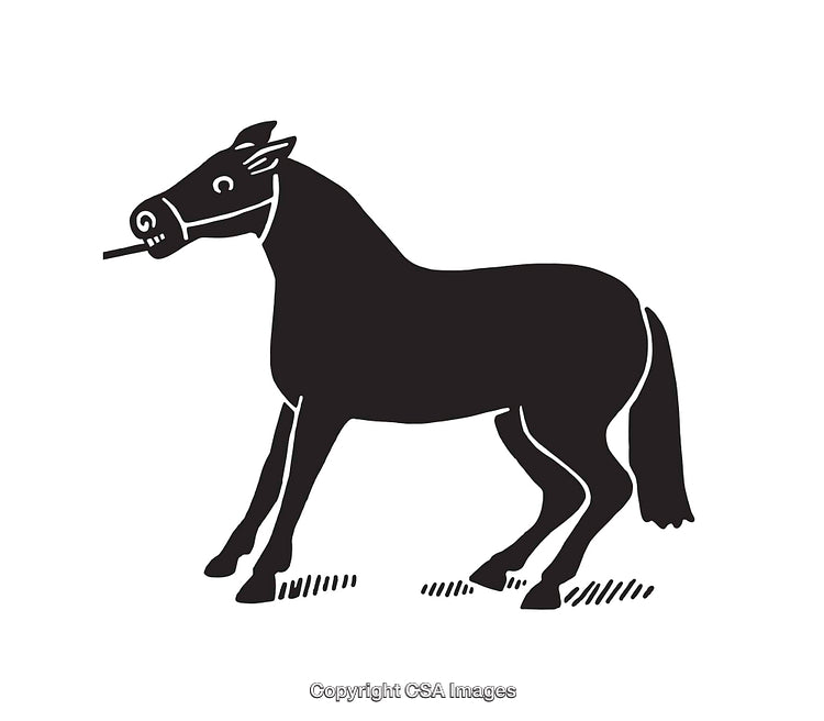 Black and White Illustration of a Horse in Minimalistic Style