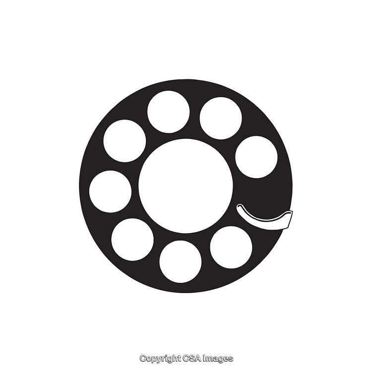 Black and White Rotary Phone Dial Graphic Icon Design
