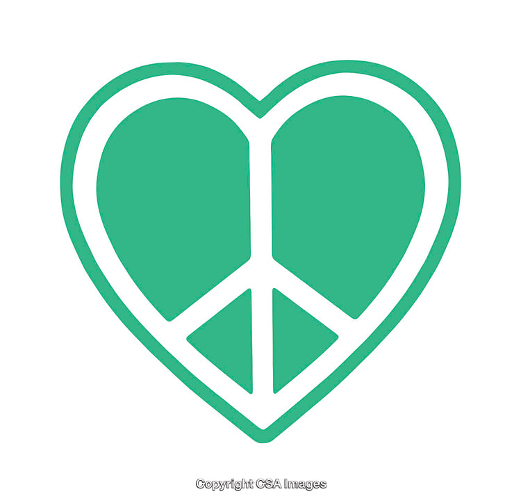 Green Heart-Shaped Icon with Peace Symbol Design