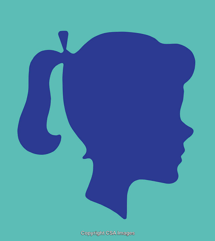 Silhouette Illustration of a Girl's Profile in Contrasting Colors