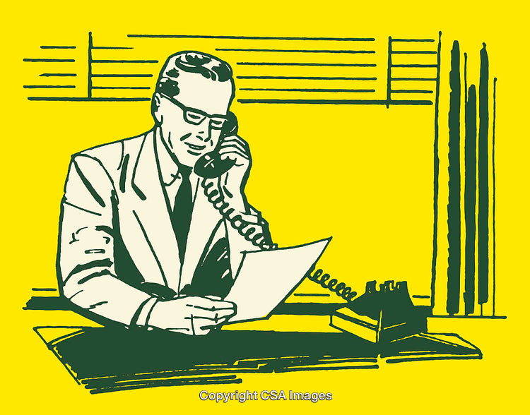 Retro Illustration of a Businessman in a Colorful Line Art Style
