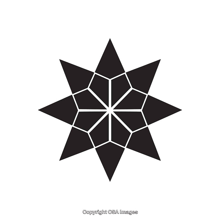 Black and White Eight-Pointed Star Geometric Illustration
