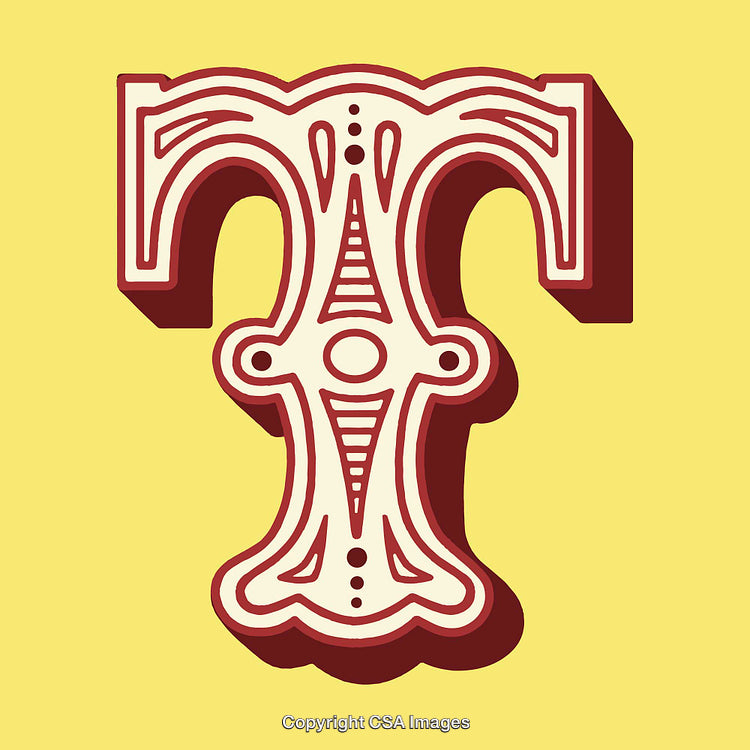 Decorative Letter T in Vintage Style with Ornamental Design Pattern