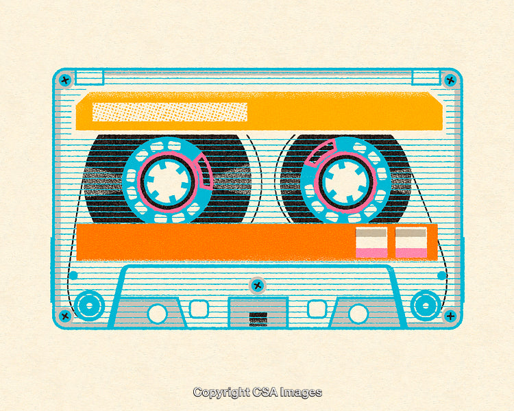 Colorful Retro Cassette Tape Illustration with Vibrant Graphic Design