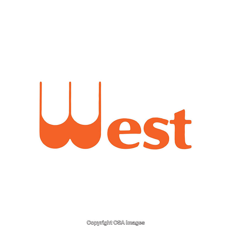 Bold Minimalist Typography Design Showcasing the Word 'West' in Orange