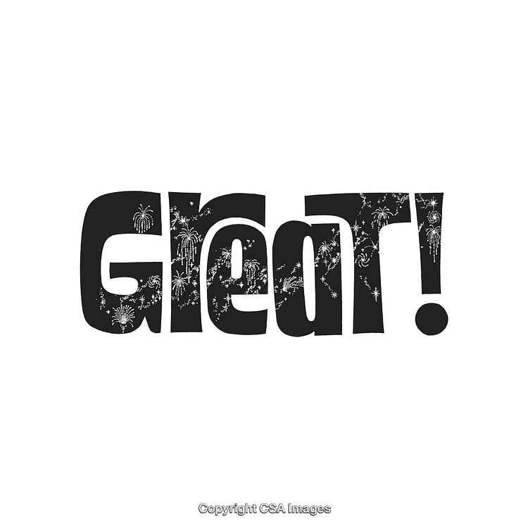 Black And White Typography Design Featuring The Word Great With Fireworks