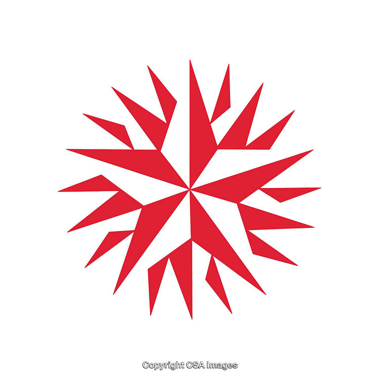 Red Symmetrical Geometric Star Design on a White Background