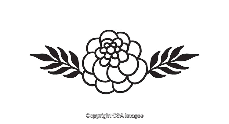 Elegant Black and White Floral Line Art Design with Stylized Leaves