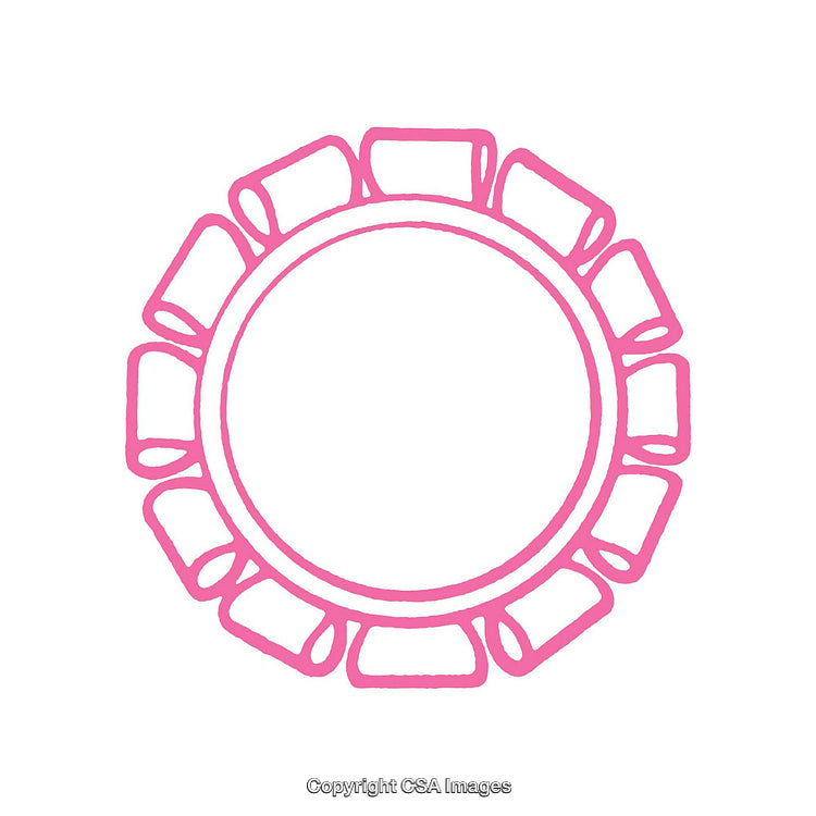 Abstract Circular Design with Pink Geometric Shapes and Symmetrical Patterns