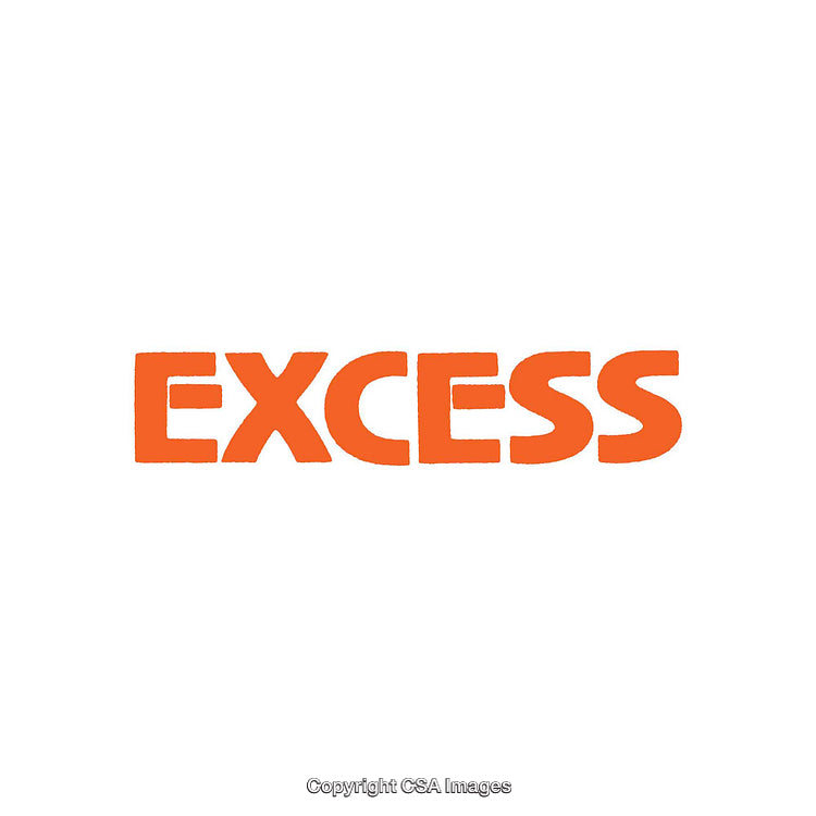 Bold Typography Displaying the Word Excess in Orange on White Background
