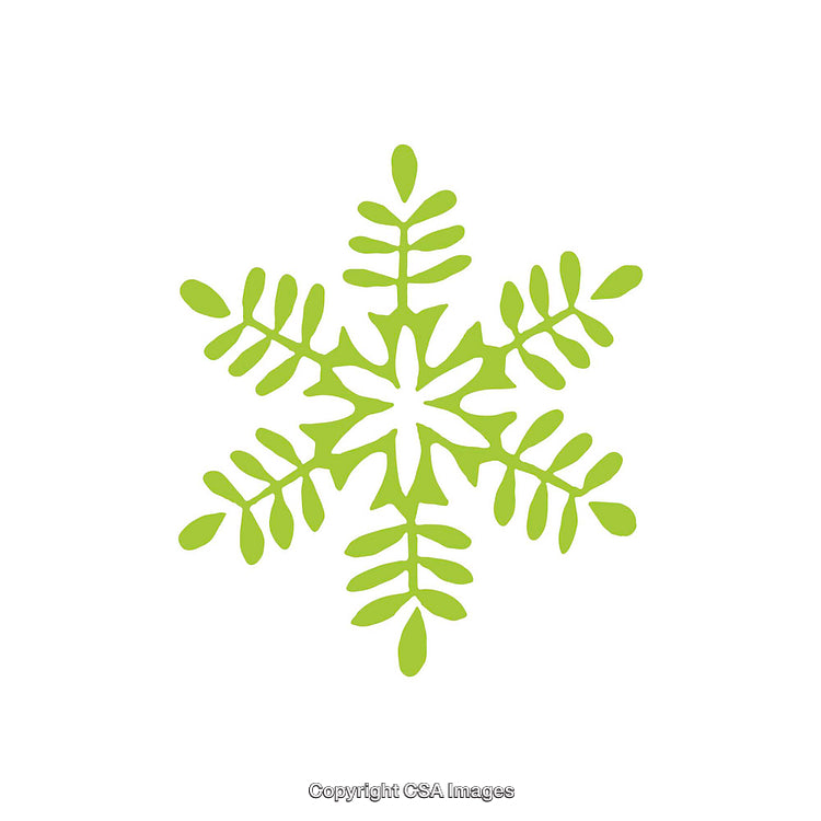 Bright Green Decorative Snowflake Symbol on White Background
