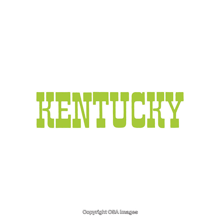 Green Bold Lettering Highlighting the Name Kentucky on White Background
